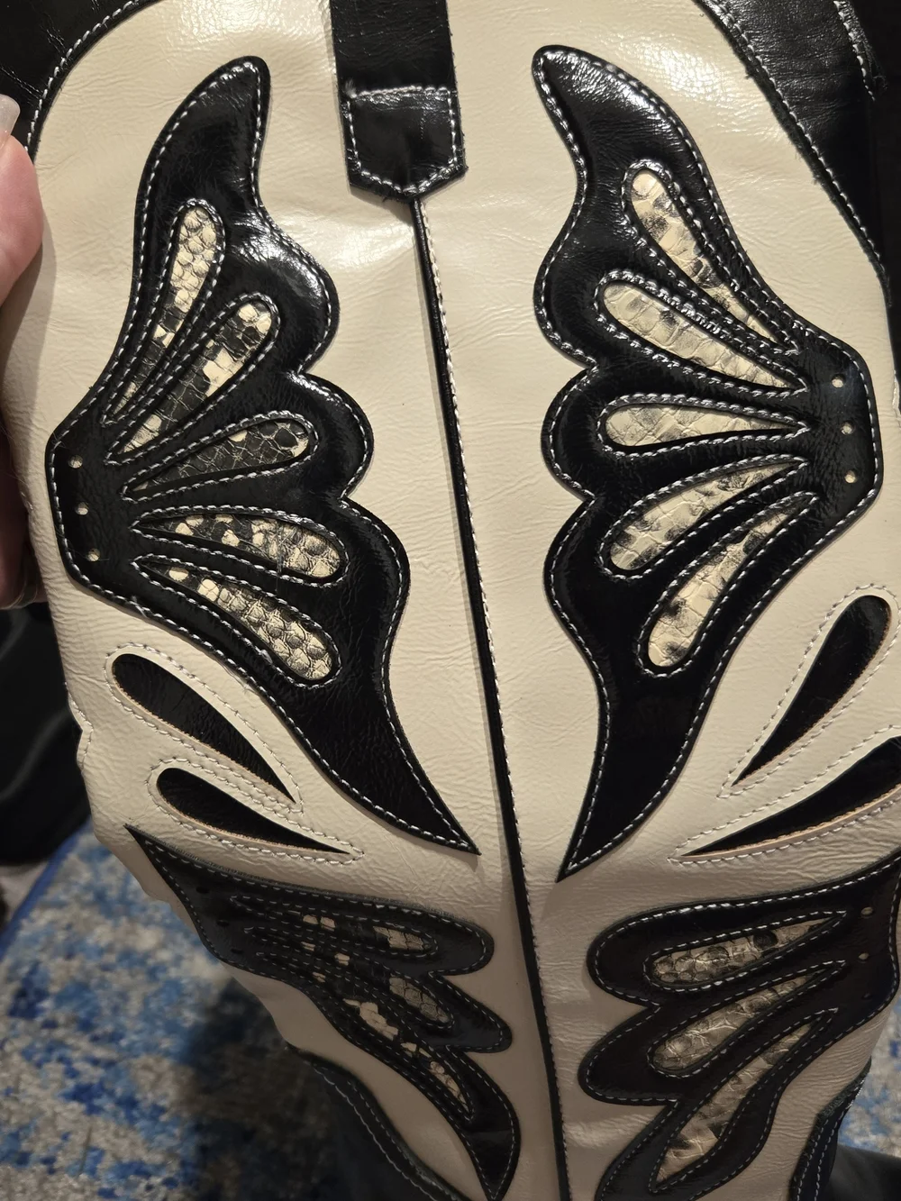 Steve Madden Kaz Black and Cream Western Tall Boots